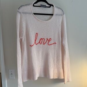 Wooden Ships Pink Sweater with Red 'Love' Design M/L